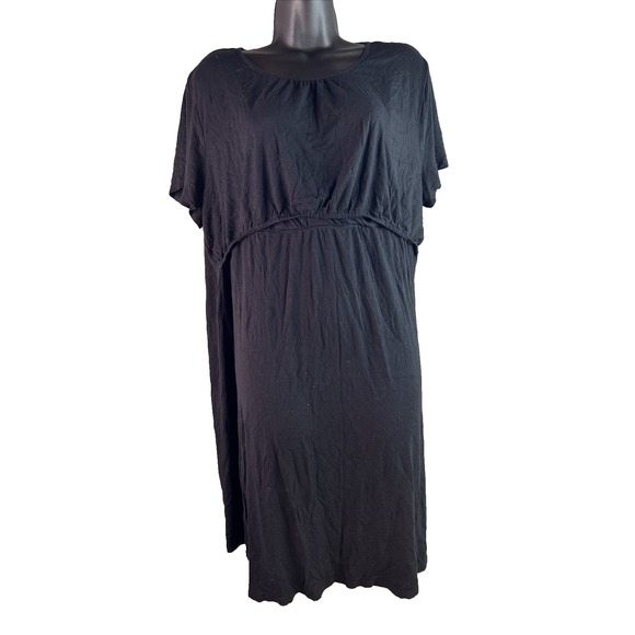 Ekouaer Dress Womens Black Above Knee Short Sleeve Maternity Nursing Comfy Sz XL - Picture 1 of 12
